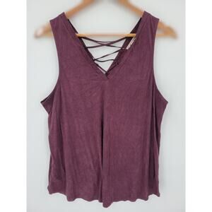 Maroon Faux Suede Top Lace‎ Up Back Western Festival Costume Cosplay Size XL